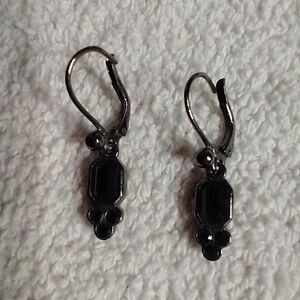 Carole black gunmetal color wire earrings